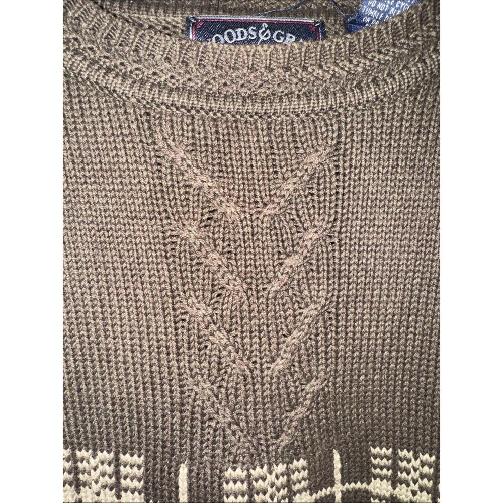 Vintage 90s Woods & Gray 100% Cotton Brown Heavy Knitted Sweater Size Xxl - Picture 4 of 6